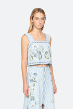 Audra Embroidery Tank Top- Blue