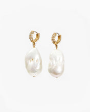 Baroque Pearl Pave Earrings- Cream/Vintage Gold