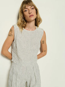 Cara Tank- Linen Stripe