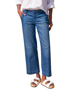 The Italian Wide Leg Chino- 1984 Washed Blue