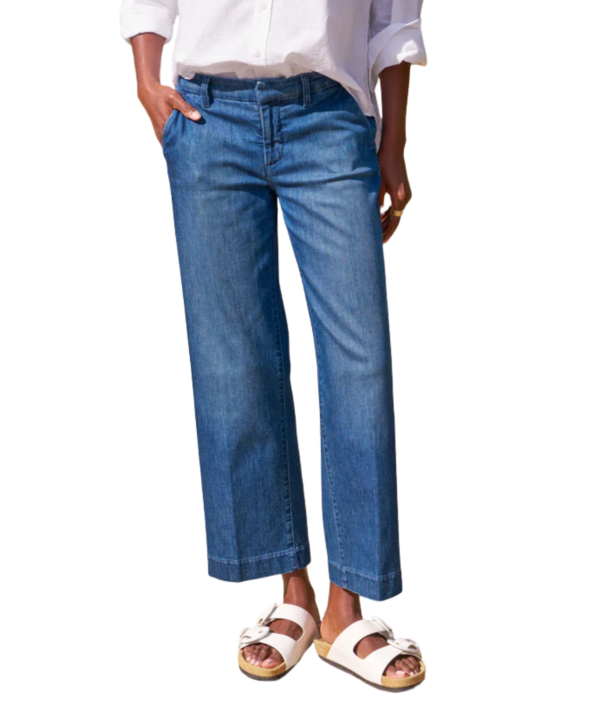 The Italian Wide Leg Chino- 1984 Washed Blue