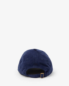 Corduroy Baseball Hat- Navy w/ Bright Poppy Embroidered Lips