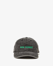 Denim Baseball Hat- Faded Black w/ Mint Embroidered Bon Vivant