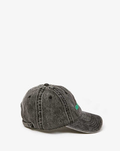 Denim Baseball Hat- Faded Black w/ Mint Embroidered Bon Vivant