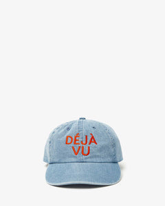 Denim Baseball Hat- Blue w/ Bright Poppy Embroidered Deja Vu