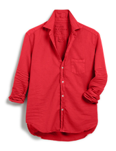 Eileen Relaxed Button-Up Shirt- Crimson