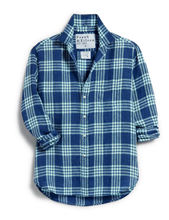 Eileen Relaxed Button- Up Shirt- Navy/Sea Foam Plaid