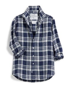 Eileen Relaxed Button Up Shirt- Navy/ White Plaid