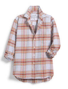 Eileen Relaxed Button-Up Shirt- Rust/Grey Melange Plaid