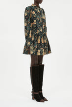 Simona Silk Long Sleeve Mini Dress- Nuit