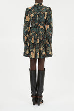 Simona Silk Long Sleeve Mini Dress- Nuit