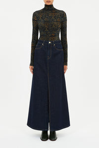 Aurelia Jersey Long Sleeve Turtleneck Top- Desert Jasper