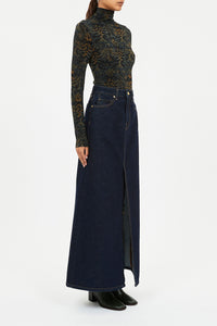 Aurelia Jersey Long Sleeve Turtleneck Top- Desert Jasper