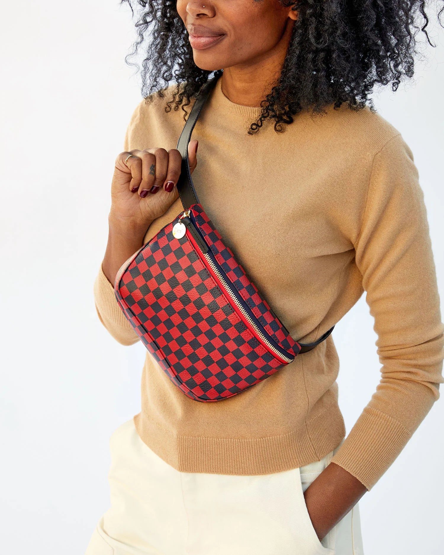 Fanny Pack Cherry Red Chantal w Navy Checkers LOLA