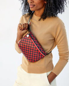 Fanny Pack- Cherry Red Chantal w/ Navy Checkers