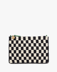 Flat Clutch w/ Tabs- Black & Cream Crochet Checker