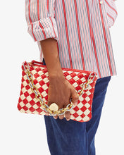 Flat Clutch w/ Tabs- Rossa & Cream Puffy Woven Nappa