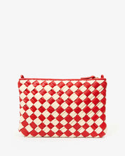 Flat Clutch w/ Tabs- Rossa & Cream Puffy Woven Nappa