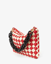 Flat Clutch w/ Tabs- Rossa & Cream Puffy Woven Nappa