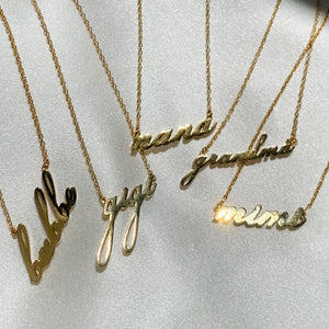 Nana Script Necklace- 14K Gold Plated