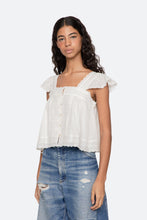 Eliza Solid Flutter Sleeve Top- White