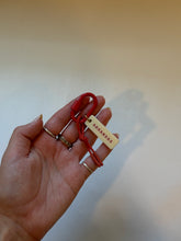 Arkansas Bag Charm- Cream w/ Red, Red Carabiner