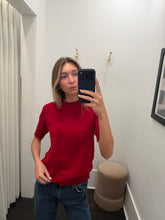 Distressed Sweater T-shirt- Dull Red