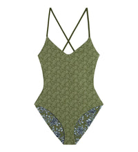 The Reversible Lace Up One Piece- Army Oasis Floral & Army