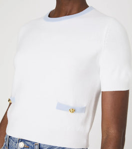 Babysoft Short Sleeve Top- Summer White/Sky Blue