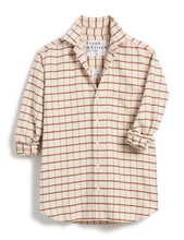 Joedy Boyfriend Button-Up Shirt- Cream, Brown Windowpane