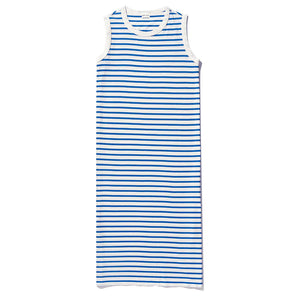 The Tank Dress- White/Royal Blue