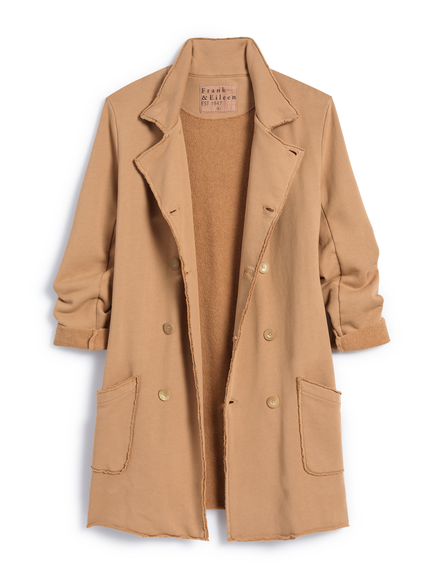 English Sweatshirt Trench Coat- Camel