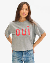 Le Carre Tee- Grey Melange w/ Bright Poppy Oui