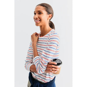 The Modern Long- White/Blue/Poppy Pinstripe