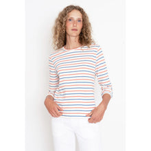 The Modern Long- White/Blue/Poppy Pinstripe