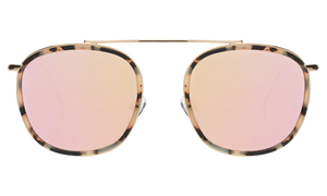 Mykonos Ace Sunglasses- White Tortoise/Gold w/ Mirror Lenses