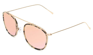 Mykonos Ace Sunglasses- White Tortoise/Gold w/ Mirror Lenses