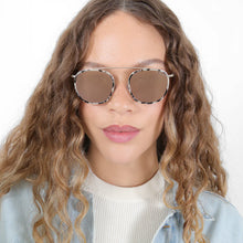 Mykonos Ace Sunglasses- White Tortoise/Gold w/ Mirror Lenses