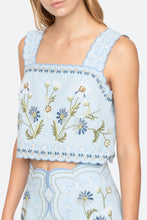 Audra Embroidery Tank Top- Blue