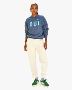 Oversized Sweatshirt- Faded Navy w/ Light Blue Oui