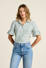 Lena Blouse- Green Stripe