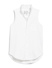 Ruffle Fiona Sleeveless Button- Up Shirt- White