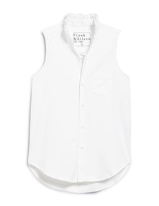 Ruffle Fiona Sleeveless Button- Up Shirt- White