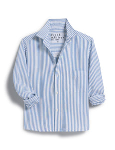 Silvio Untuckable Button-Up Shirt-  White/Blue Stripe