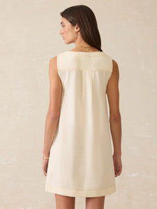 Linen Denim Malibu Mini Dress- Whitecliff Wash