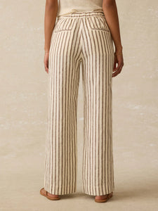 Sun Strider Linen Pant- Cocoa Grove Stripe