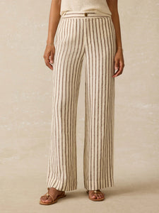 Sun Strider Linen Pant- Cocoa Grove Stripe