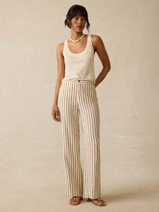 Sun Strider Linen Pant- Cocoa Grove Stripe