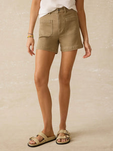 Stretch Terry Patch Pocket Short- Desert Khaki
