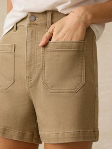 Stretch Terry Patch Pocket Short- Desert Khaki